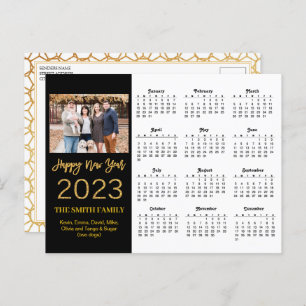 2023 Moderner Gold Glitzer Script Foto Calendar Postkarte