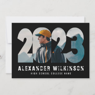 2023 Modernes, kühnes Script Trendy 4 Foto Abschlu Einladung