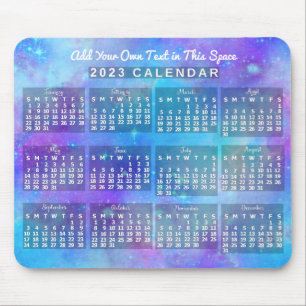 2023 Monatlicher Kalender Blaue Aquarellsterne Mousepad