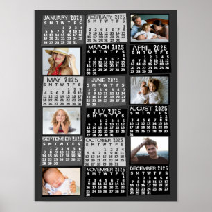 2023 Monatlicher Kalender FotoCollage Mod Black Poster