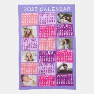 2023 Monatlicher Kalender Niedliche Mod FotoCollag Geschirrtuch