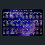 2023 Monatlicher Kalender Weltraumnebel Magnet<br><div class="desc">Dieser 2023-Jahres-Kalender flexible Magnet zeigt die Wochentage für jeden Monat in Weiß auf einem Weltraumhintergrund aus der Small Magellanic Cloud getönt blau. Die Small Magellanic Cloud ist eine Galaxie, die etwa 200.000 Lichtjahre lang unsere eigene Milchstraße umkreist. Dieses Bild zeigt einen Nebel mit entfernten Galaxien dahinter, mit Höflichkeit der NASA....</div>