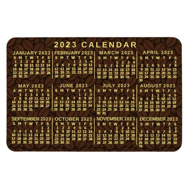 2023 Monatskalender Dunkle Kaffeebohnen Magnet (Horizontal)