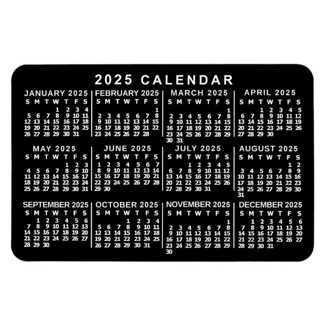 2023 Monatskalender Klassisch Schwarz/Weiß Magnet (Horizontal)