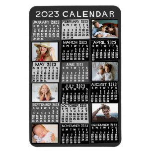 2023 Monatskalender Mod Schwarzes FotoCollage Magnet