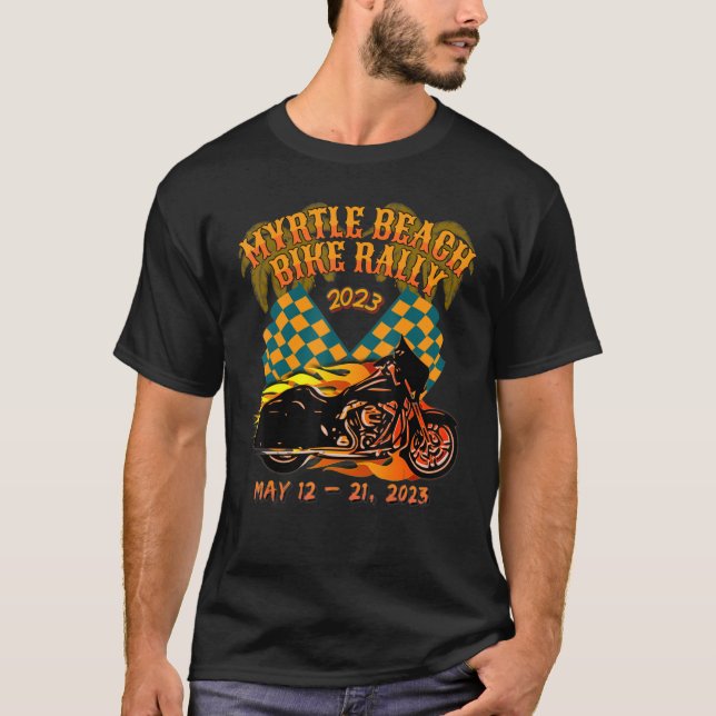 2023 MYRTLE BEACH BIKE KUNDGEBUNG ÜBERPRÜFT FLAGS  T-Shirt (Vorderseite)