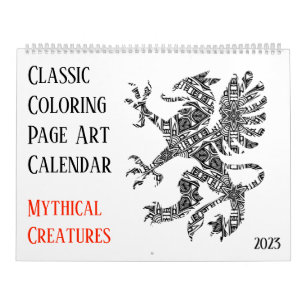 2023 Mythische Drachen Einhorn Erwachsene Farbgebu Kalender