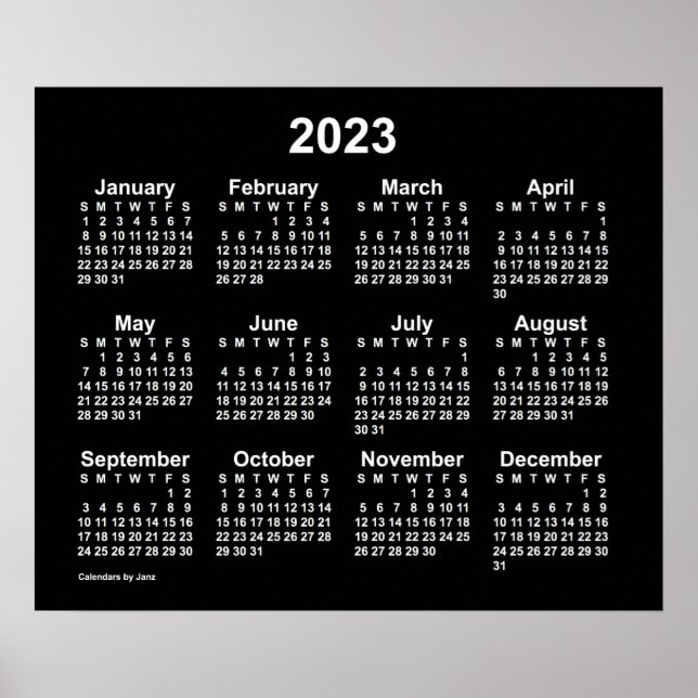 2023 Neon White Wall Calendar von Janz Poster (Vorne)