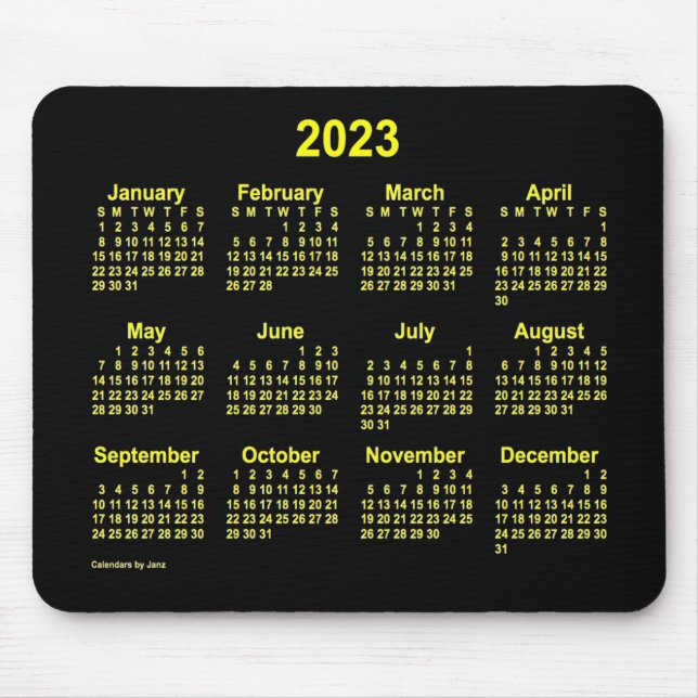 2023 Neon Yellow Calendar von Janz Mousepad (Vorne)