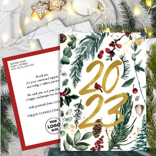 2023 New Year Business Festival Pine Bough Gold Postkarte