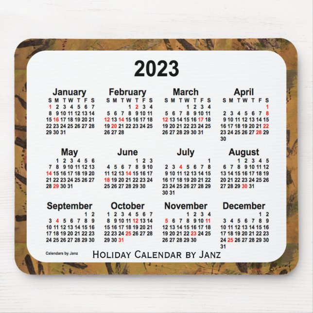 2023 Orange Holiday Art Calendar by Janz Mouse Pad Mousepad (Vorne)