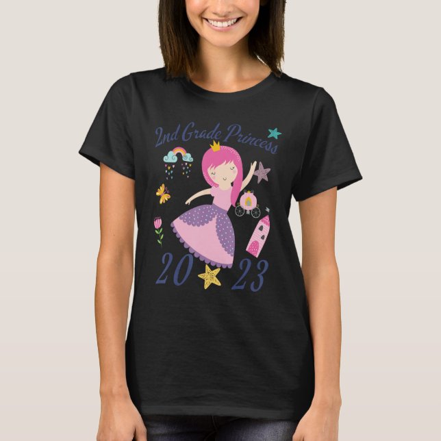 2023 Outfit Girls Princess Happy First Day Of 2nd  T-Shirt (Vorderseite)