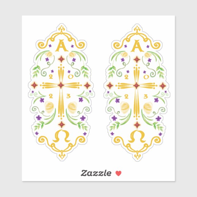 2023 Paschal Candle Purple Flowers Sticker (Blatt)