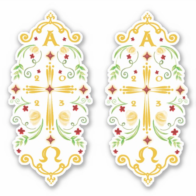 2023 Paschal Candle Red Blume Sticker (Vorderseite)
