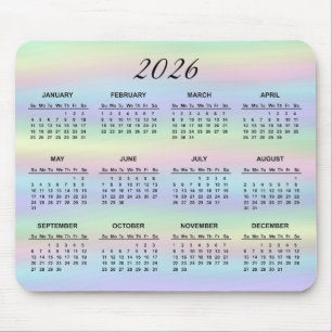 2023 Pastel Rainbow - Holografischer Kalender Mousepad