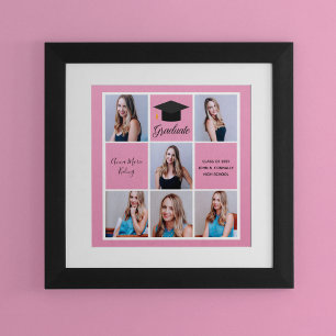 2023 Pink Graduate Foto Collage Graduation Party Poster
