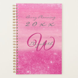 2023 Planner Pink Ombre Shimmer mit Monogramm Planer