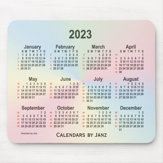 2023 Rainbow Cloud 52 Weeks Calendar by Janz Mousepad (Vorne)