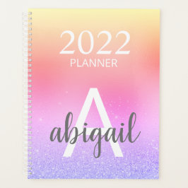 2023 Rainbow Pastel Glitzer Stilvolle Monogramm Na Planer