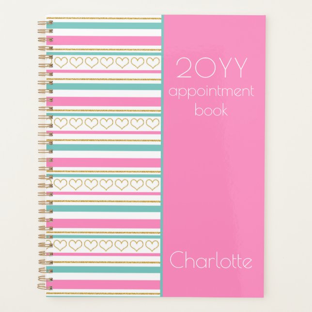 2023 Rosa Ernennung Buch Glitzer Name Planer (Vorderseite)