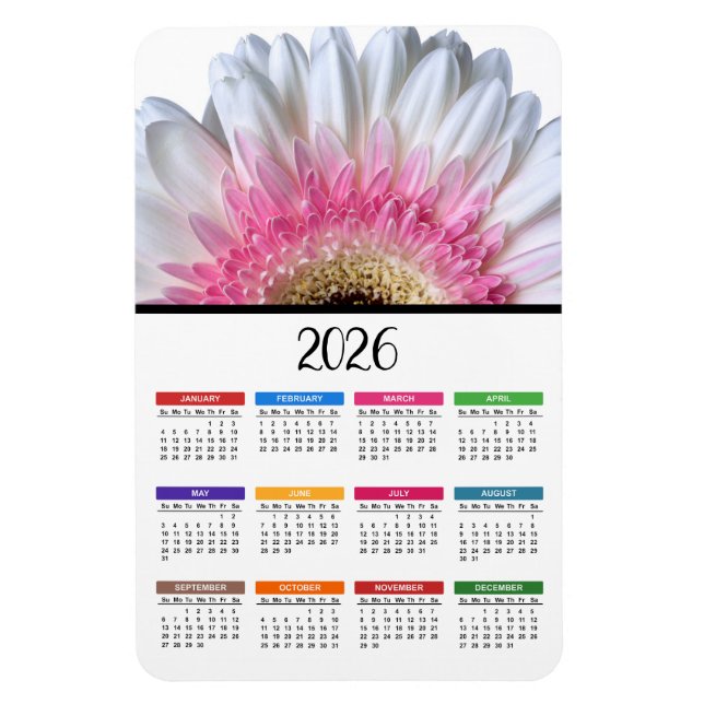 2023 Rosa und Weiße Gerbera Daisy Kalender Magnet (Vertikal)