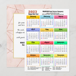 2023 Rose Kalender Gold Streifen Modernes Unterneh Feiertagskarte