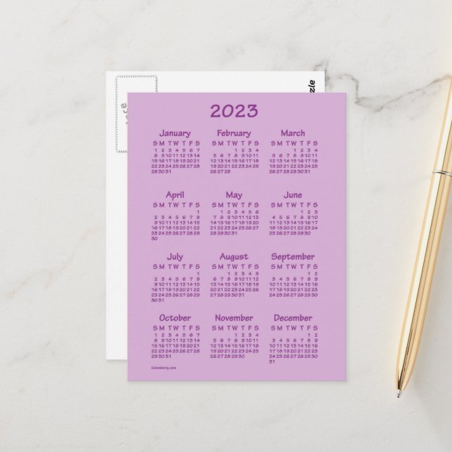 2023 Rose Pink Tekton Mini Kalender von Janz Postkarte (Vorderseite/Rückseite Beispiel)