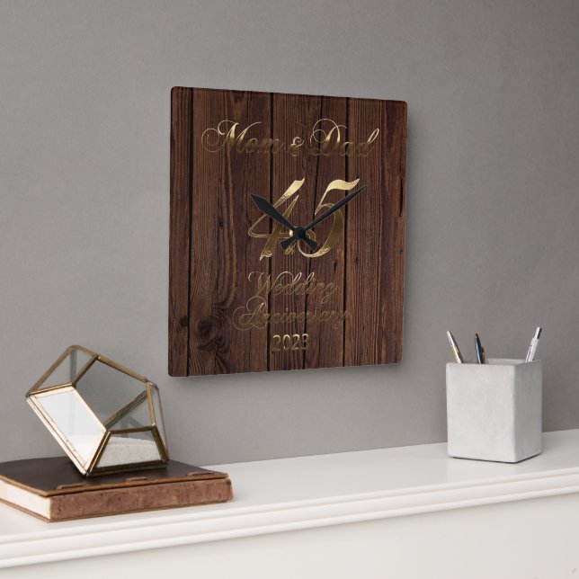 2023 Saphire Wedding 45 Jahre Parents Quadratische Wanduhr (Büro)