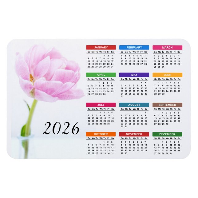 2023 Schöne Rosa-Peony | Blumenkalender Magnet (Horizontal)