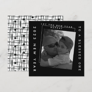 2023 Schwarz-Weiß-Foto der neuen Jahre Karte