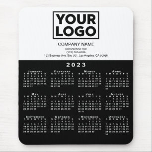 2023 Schwarz-weißes Calendar Company-Logo und Text Mousepad
