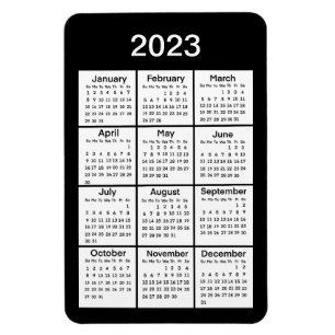2023 Schwarzer Mini-Kalender-Magnet Magnet