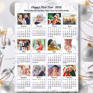 2023 Silver Gold Moderne Familie 12 Foto Kalender Feiertagskarte
