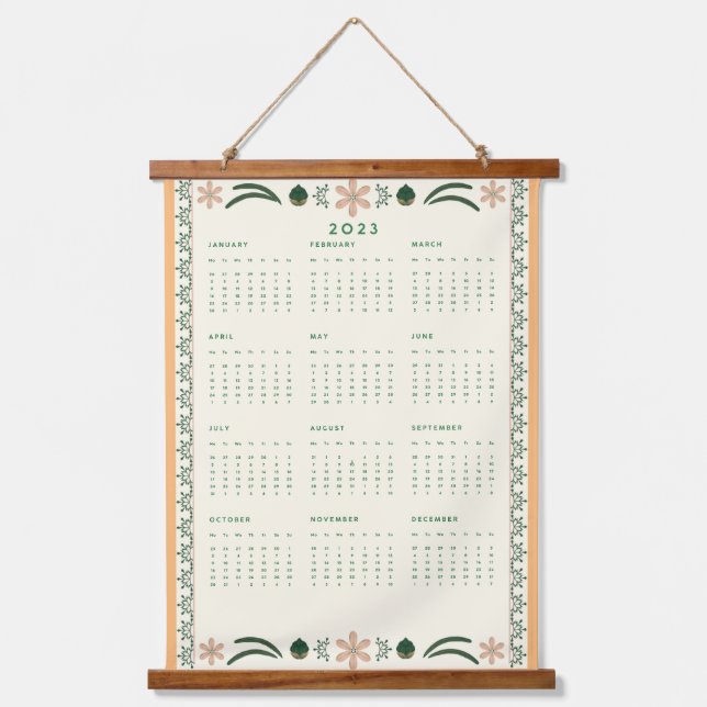 2023 Tapestry Wall Yearly Calendar Wandteppich Mit Holzrahmen (Vorderseite)