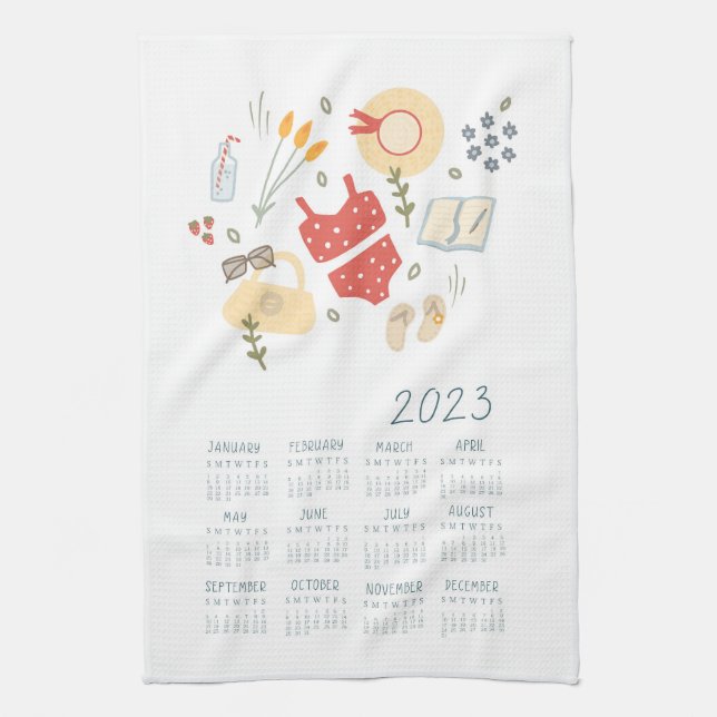 2023 Tee-Handtuchkalender Frühling Picnic Food Geschirrtuch (Vertikal)