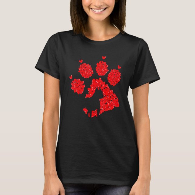 2023 Valentines Day Pit Bull Dog Puppy Paw Print H T-Shirt (Vorderseite)