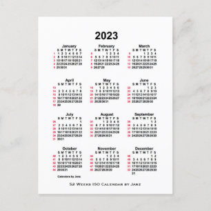 2023 Weißer 52-Wochen-ISO-Kalender von Janz Postka Postkarte