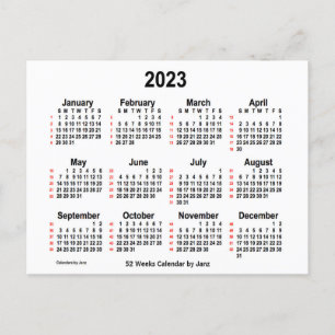 2023 Weißer 52-Wochen-Kalender von Janz Postkarte