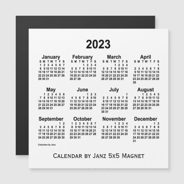 2023 Weißer Kalender von Janz 5x5 Magnet (Vorne/Hinten)