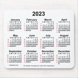 2023 White 52 Weeks ISO Calendar by Janz Mousepad
