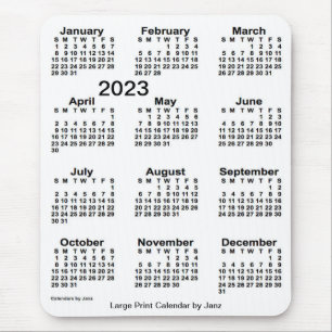 2023 White Large Print Calendar von Janz Mousepad