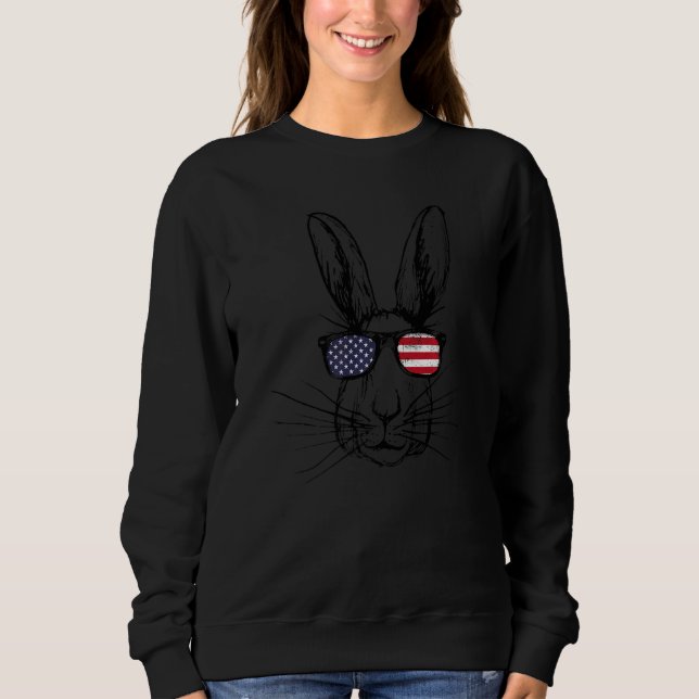 2023 Year Of the Rabbit Bunny Head American Flag V Sweatshirt (Vorderseite)