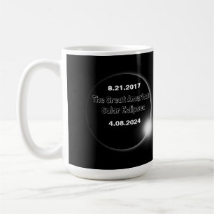 2024 & 2017 doppelt datierte Sonnenfinsternis Kaffeetasse