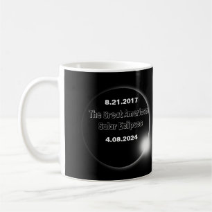 2024 & 2017 doppelt datierte Sonnenfinsternis Kaffeetasse