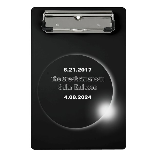 2024 & 2017 doppelt datierte Sonnenfinsternis Mini Klemmbrett (Vorderseite)