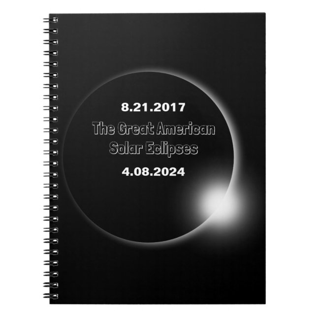 2024 & 2017 doppelt datierte Sonnenfinsternis Notizblock (Vorderseite)