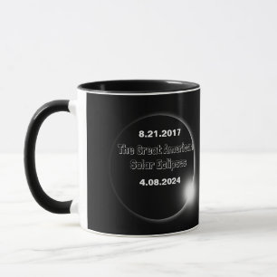 2024 & 2017 doppelt datierte Sonnenfinsternis Tasse