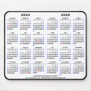 2024-2025 2 Jahre Kalender Schwarzer Individuelle  Mousepad