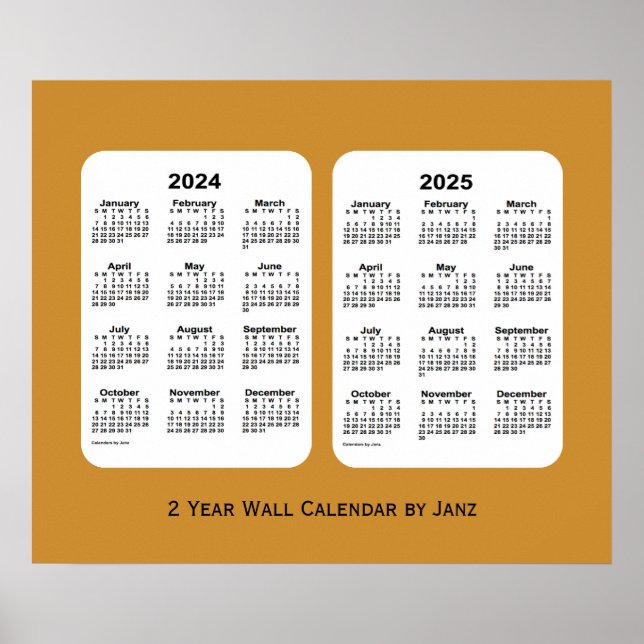 2024-2025 Gold 2 Year Wall Calendar by Janz Poster (Vorne)
