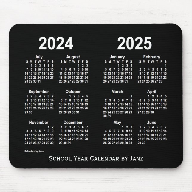 2024-2025 Neon White School Calendar von Janz Mousepad (Vorne)